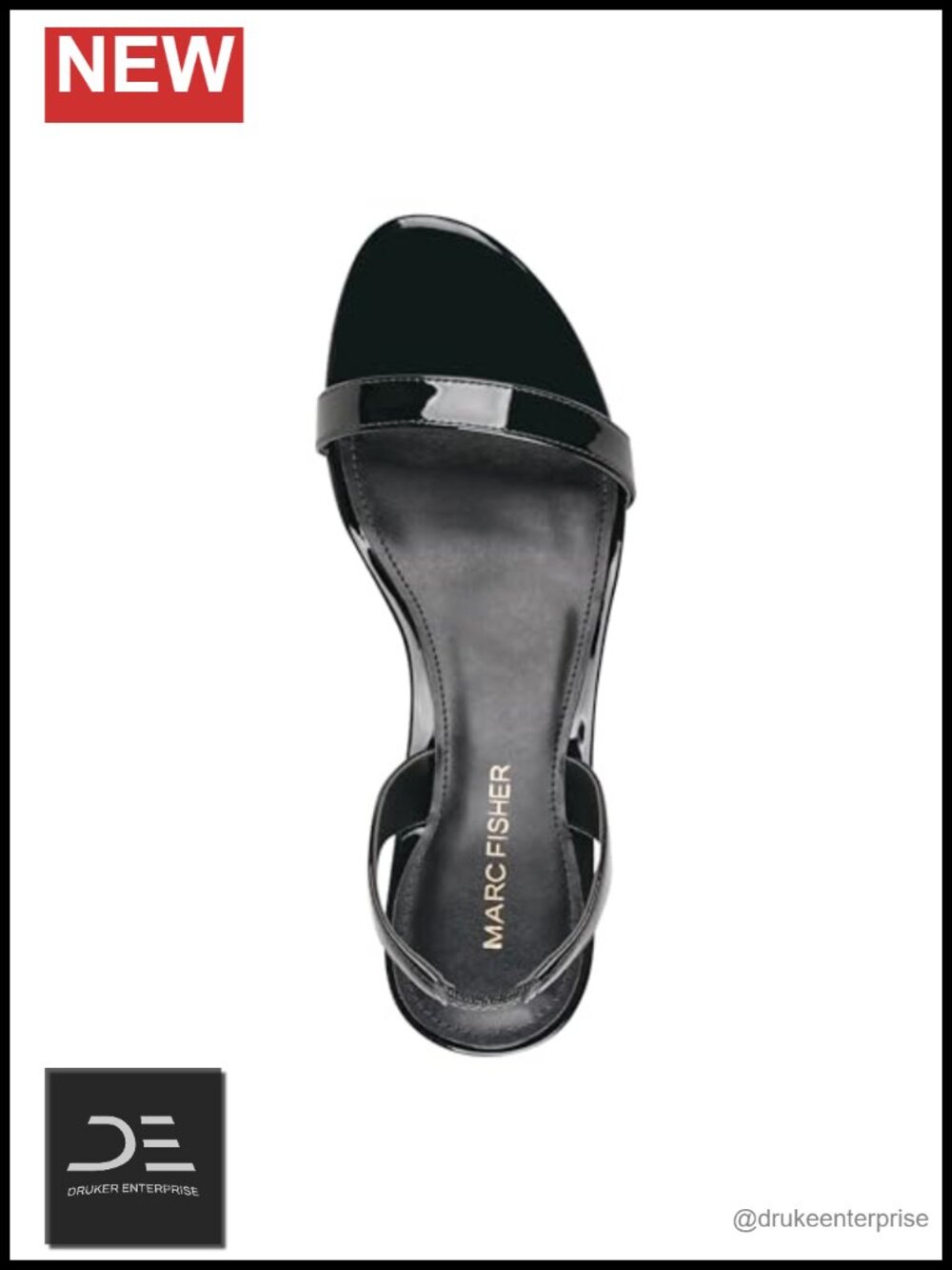 Marc Fisher Salla Faux Patent Leather Slingback Kitten Heels Sandals - Picture 3 of 6